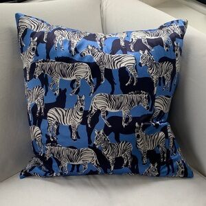 Kate Spade Blue and White Zebra Print Pillow